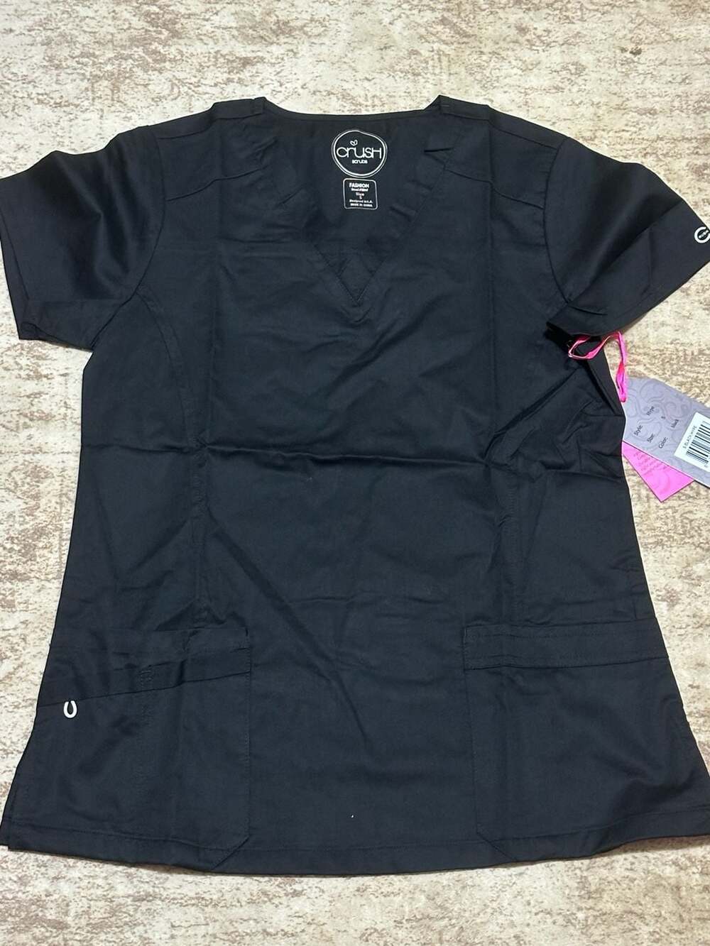 Crush Scrubs Hype Scrub Top Size S Black V-Neck